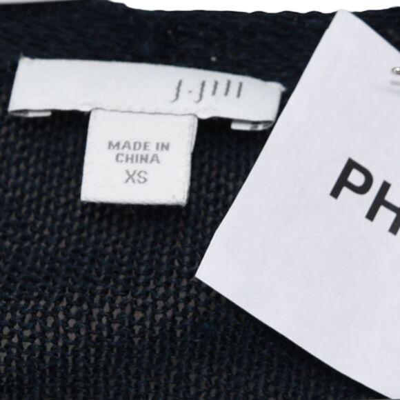 J. Jill Open Front Cotton Linen Long Line Cardigan Sweater Navy Blue Size XS - Picture 9 of 10